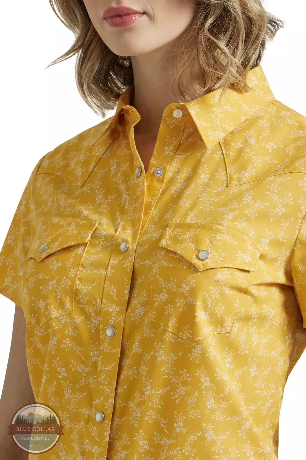 112347162 Yellow Western Snap Short Sleeve Shirt