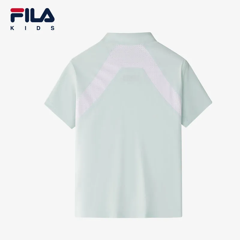 (130-165cm) FILA KIDS PERFORMANCE GOLF Girl's Short Sleeve Polo in Light Green