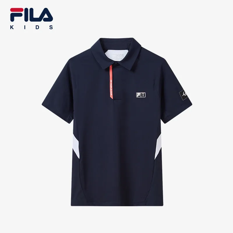 (130-170cm) FILA KIDS PERFORMANCE GOLF Boy's Short Sleeve Polo in Blue