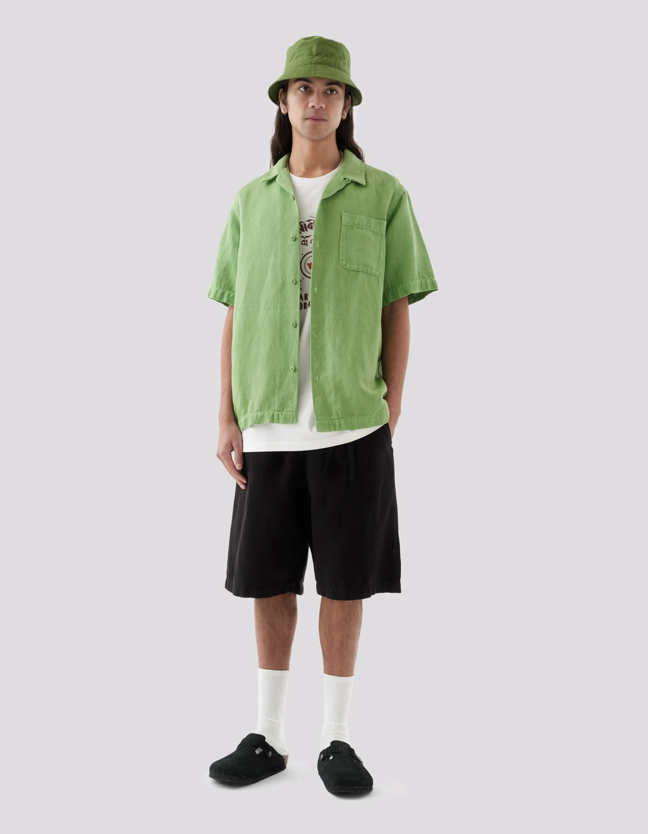 5005 Hemp Camp Collar Shirt Bamboo Green