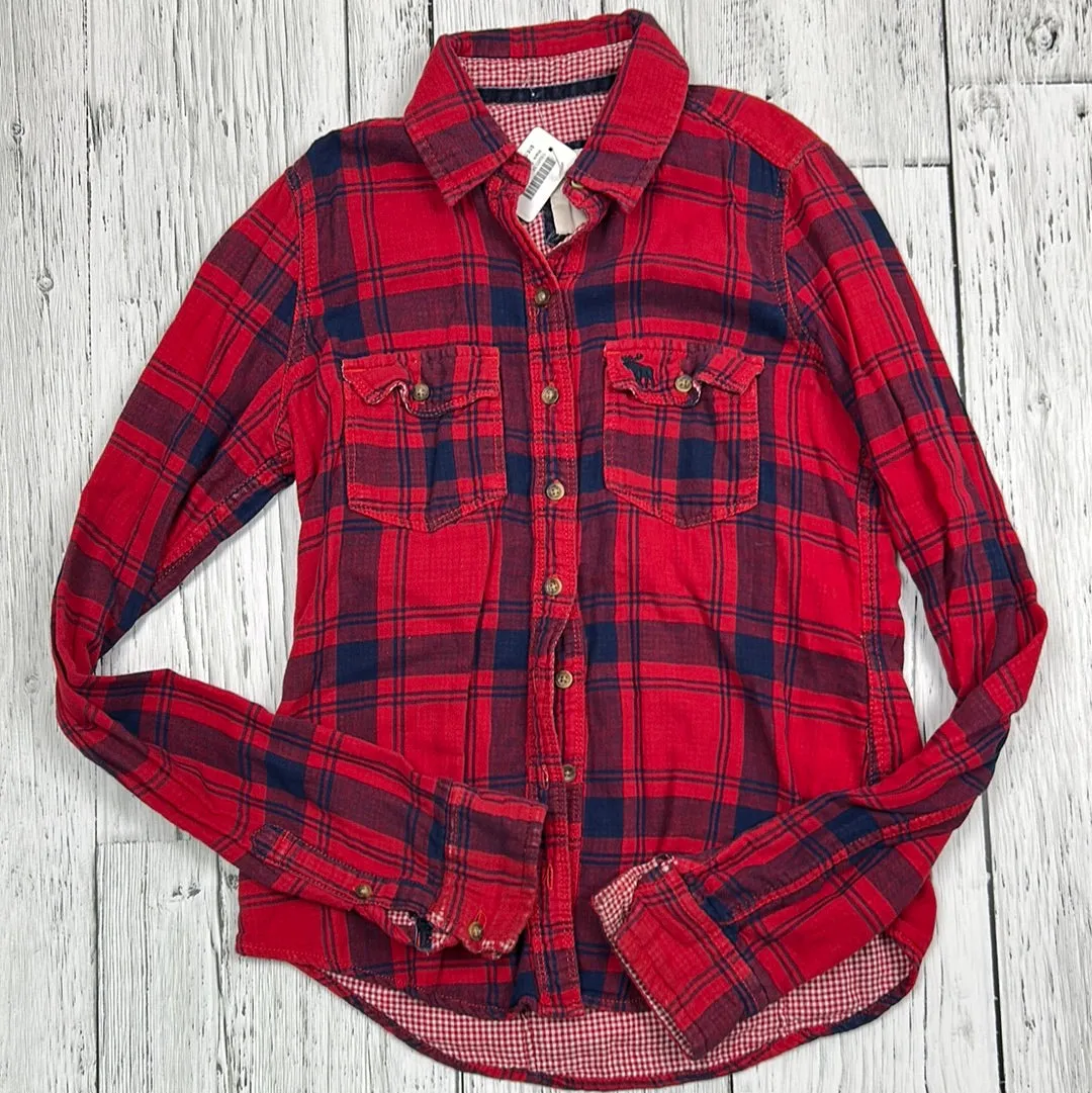 Abercrombie & Fitch red plaid button up shirt - Hers XS