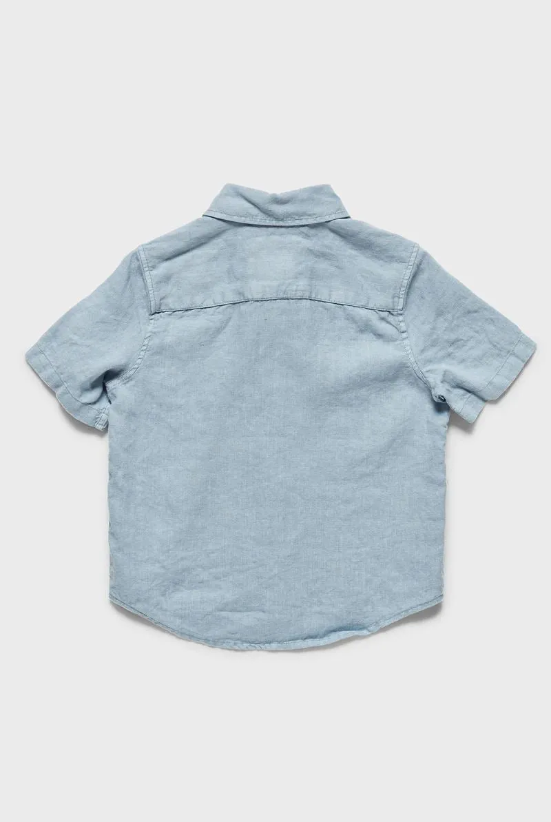 Academy Brand Rookie Hampton Linen Short Sleeve Shirt - Bluebell