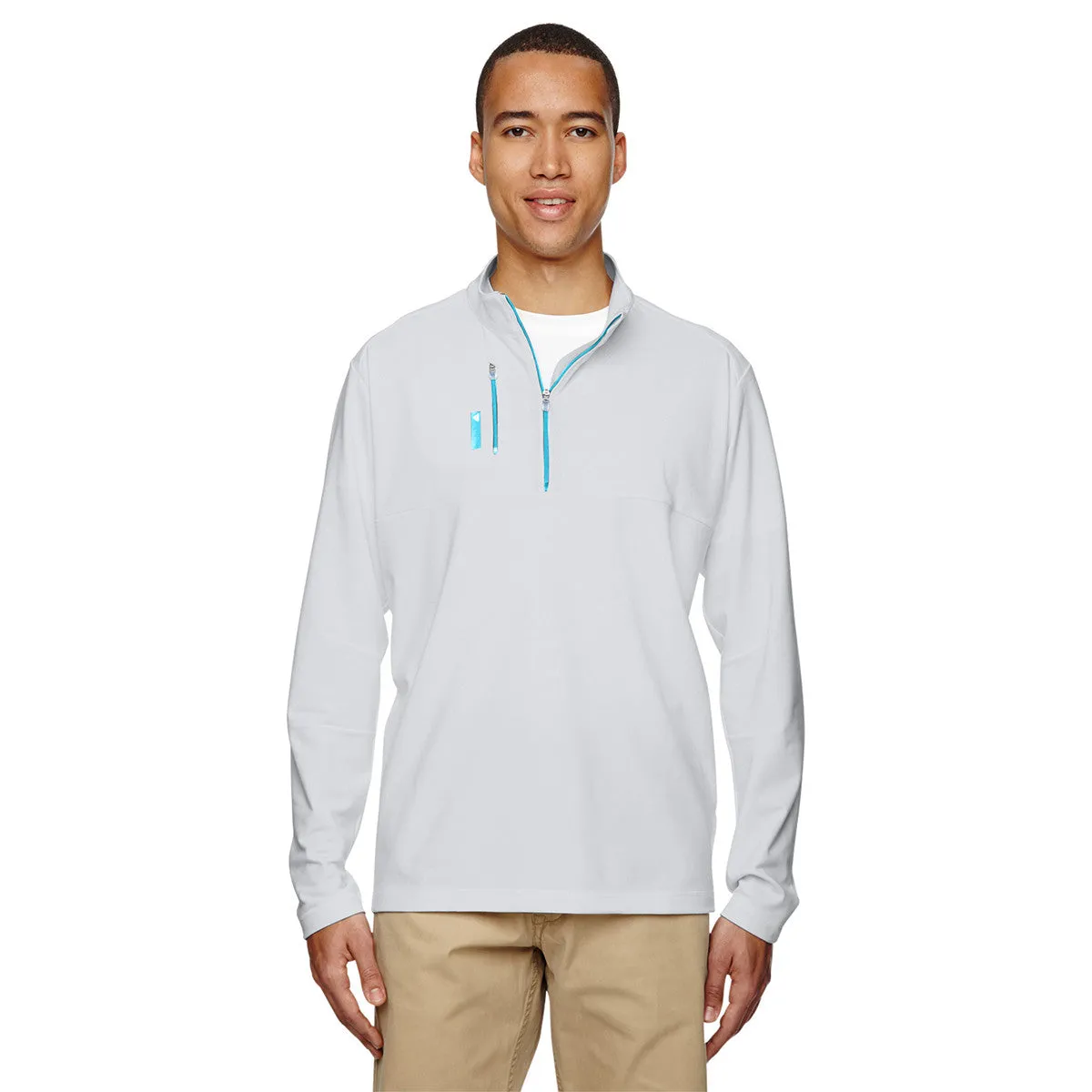 adidas Golf Men's Onyx Grey Puremotion Mixed Media Quarter-Zip