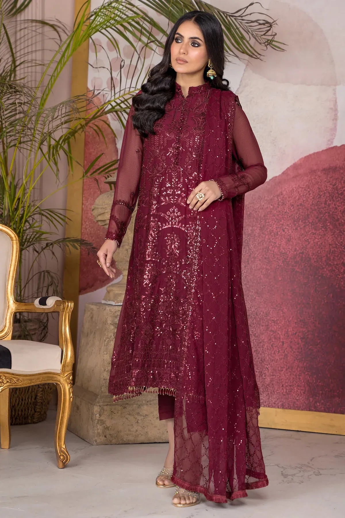 Afreen By Zarif Embroidered Net Unstitched 3 Piece Suit - 04