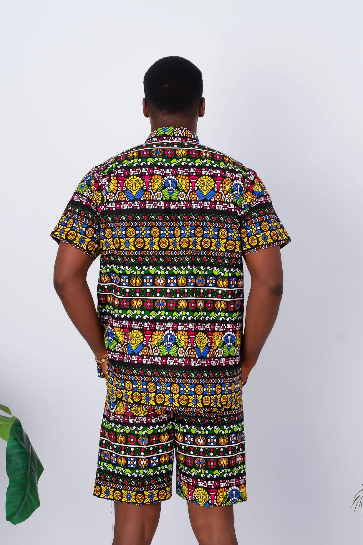 African Print Short Sleeve Shirt & Shorts for Men - Kenya