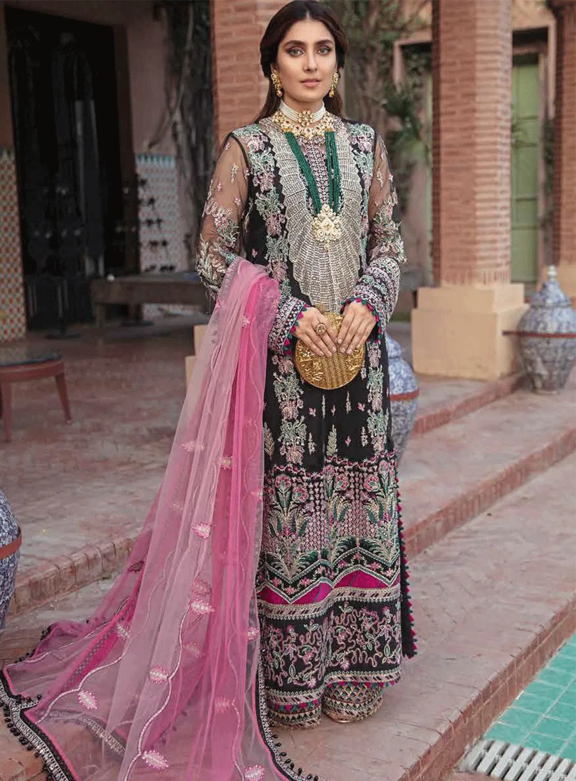 Afrozeh Embroidered Net Unstitched 3 Piece Suit - 05 KIARA