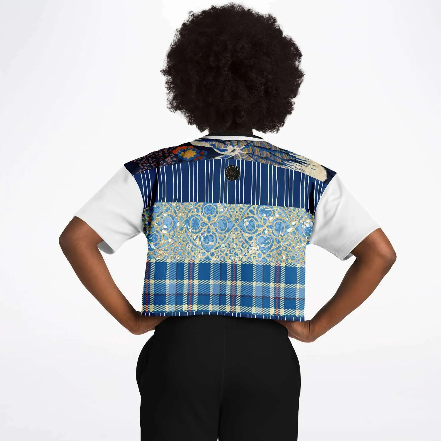 Andromeda Blue Patchwork Crop Jersey