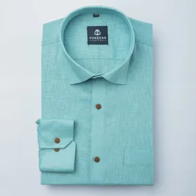 Aqua Green Color Linen Formal Shirts For Men