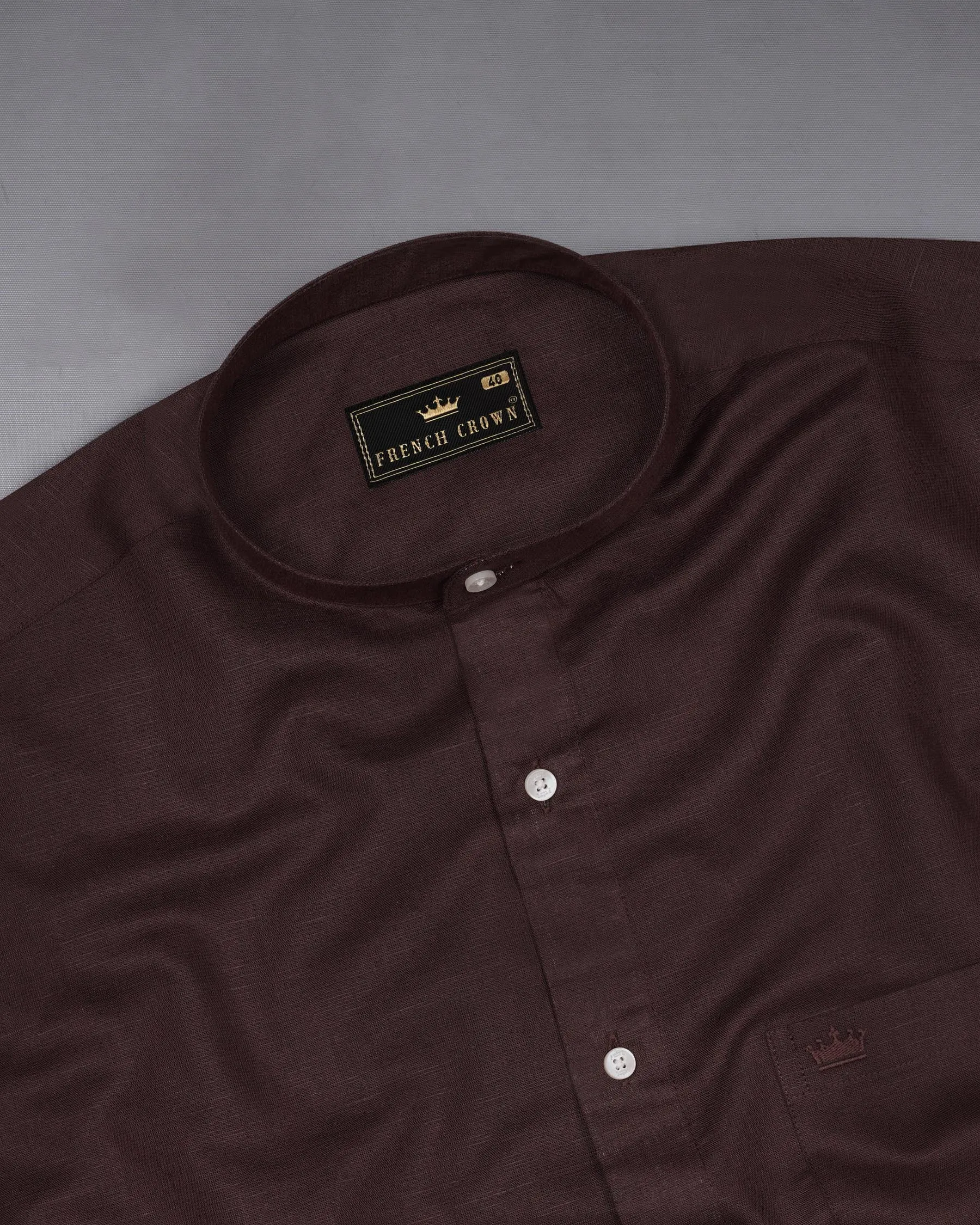 Aubergine Brown Luxurious Linen Shirt