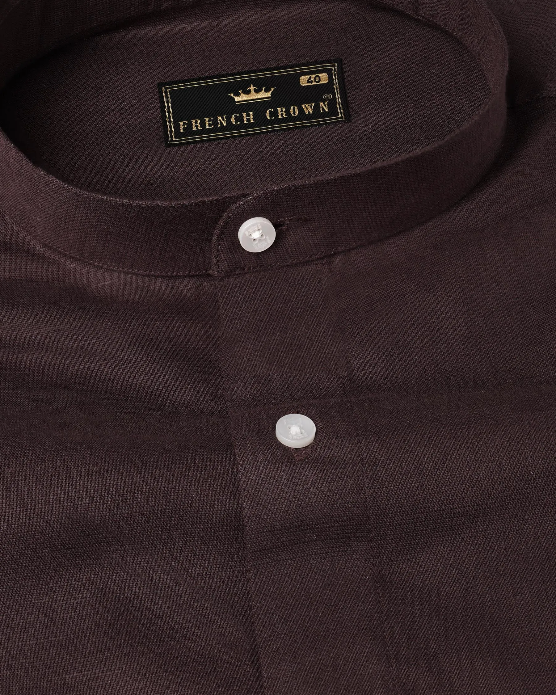 Aubergine Brown Luxurious Linen Shirt