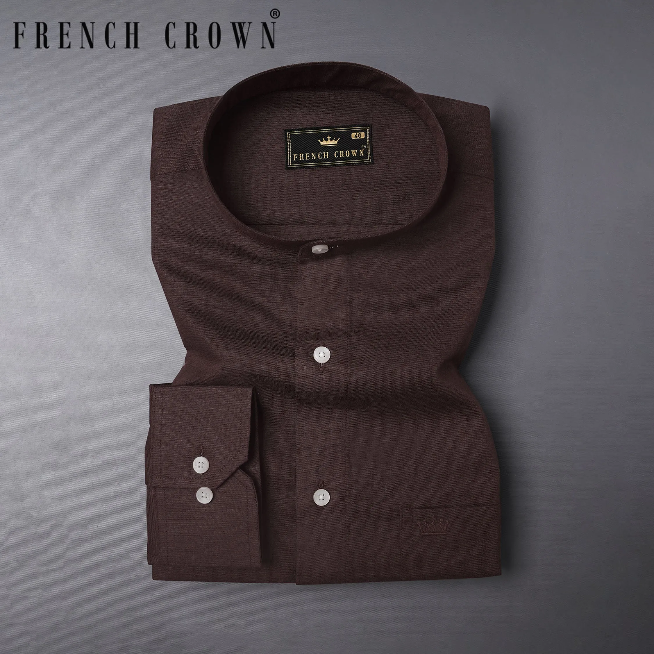 Aubergine Brown Luxurious Linen Shirt