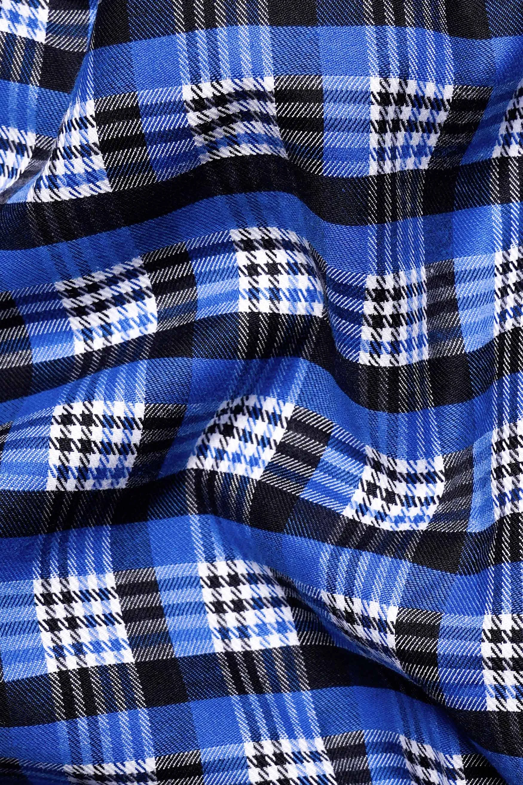 Azul Blue and Black Checkered Houndstooth Shirt