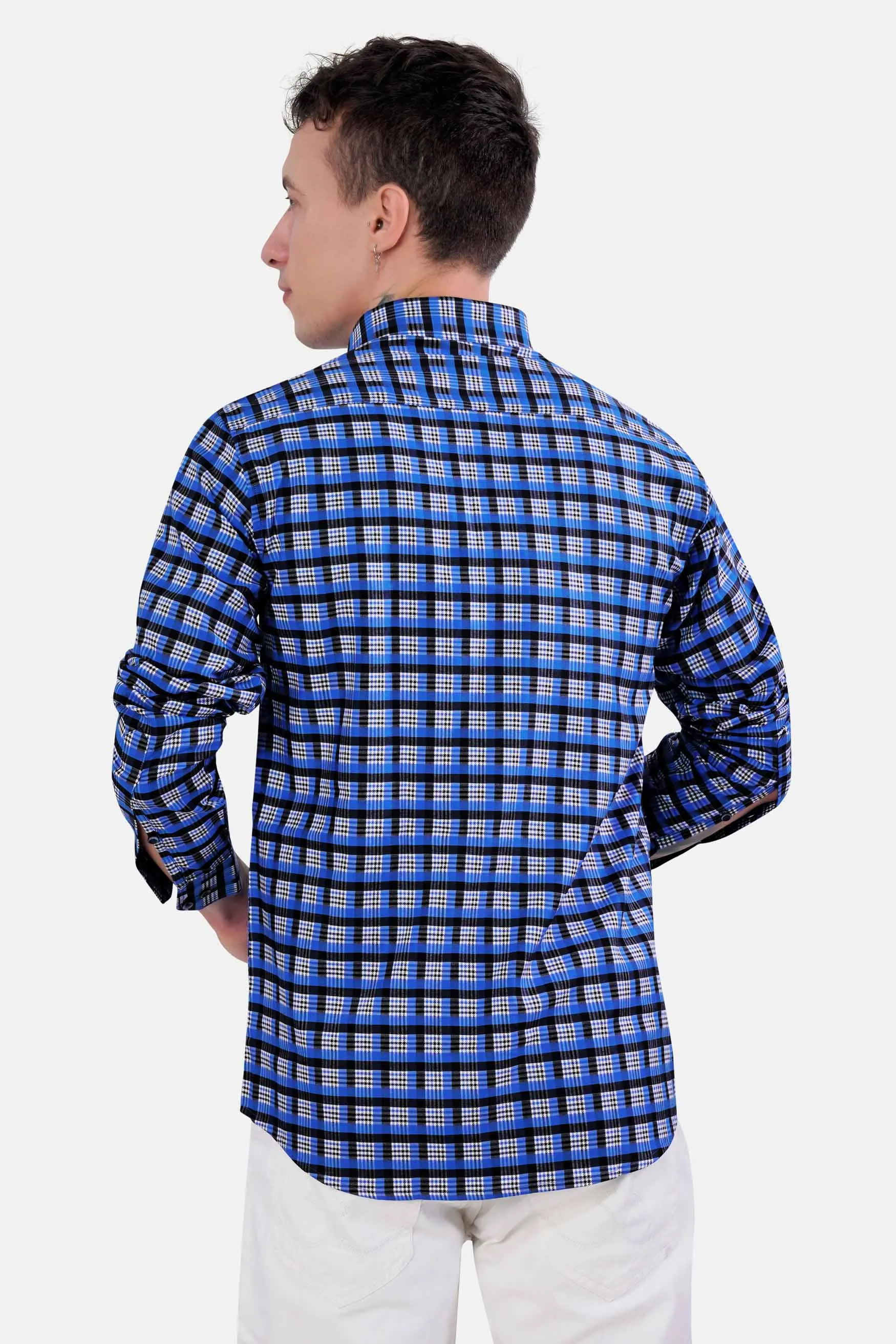 Azul Blue and Black Checkered Houndstooth Shirt