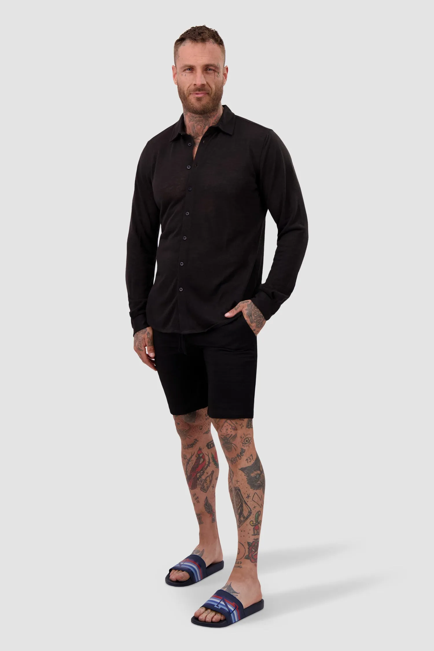 Bain de Mer Black Byblos Linen Shirt