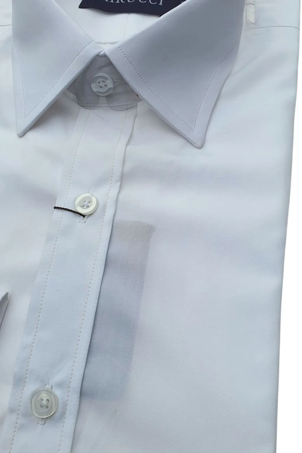 Barucci Men's White Single Cuff Slim Fit Cotton Shirt