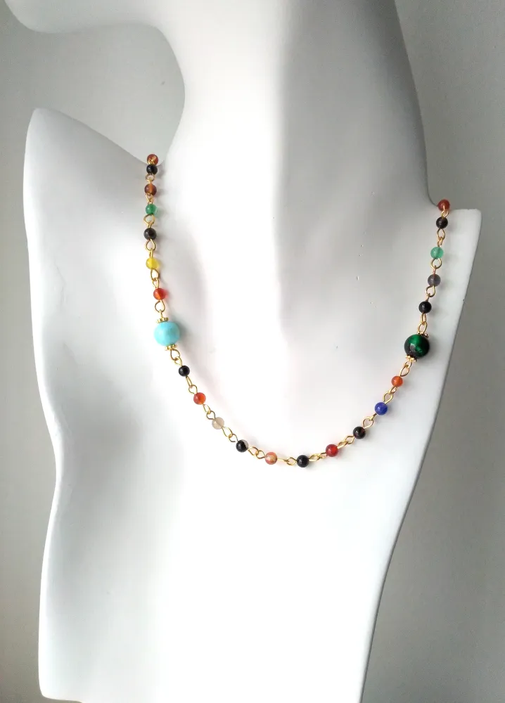 Beaded Jeweled Chain Necklace