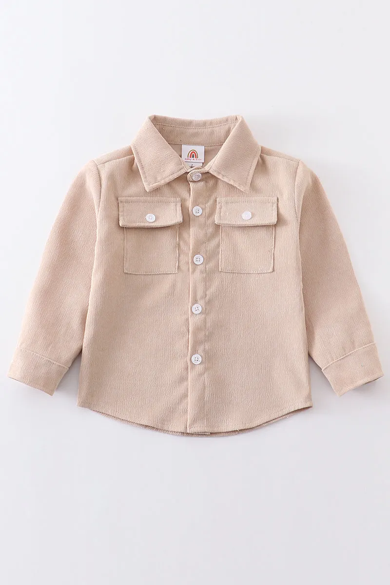 Beige corduroy button down shirt