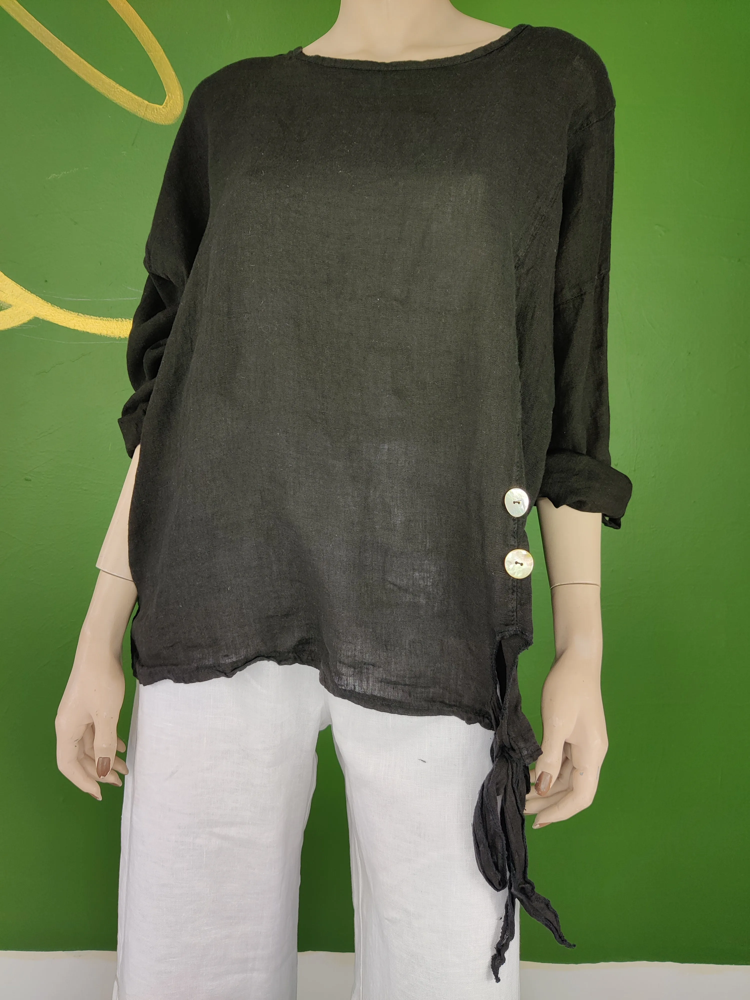 Black Button Detail Blouse