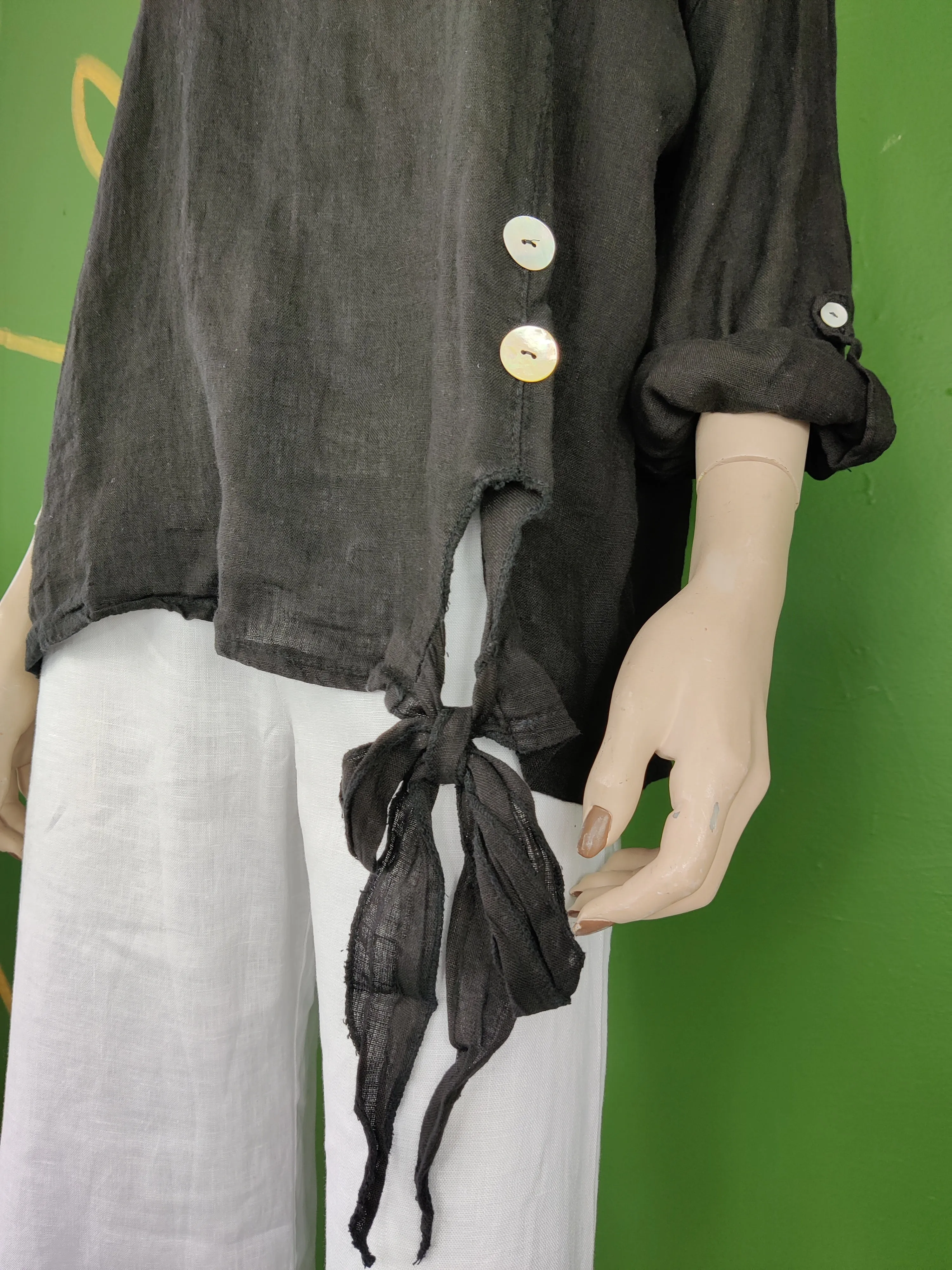 Black Button Detail Blouse