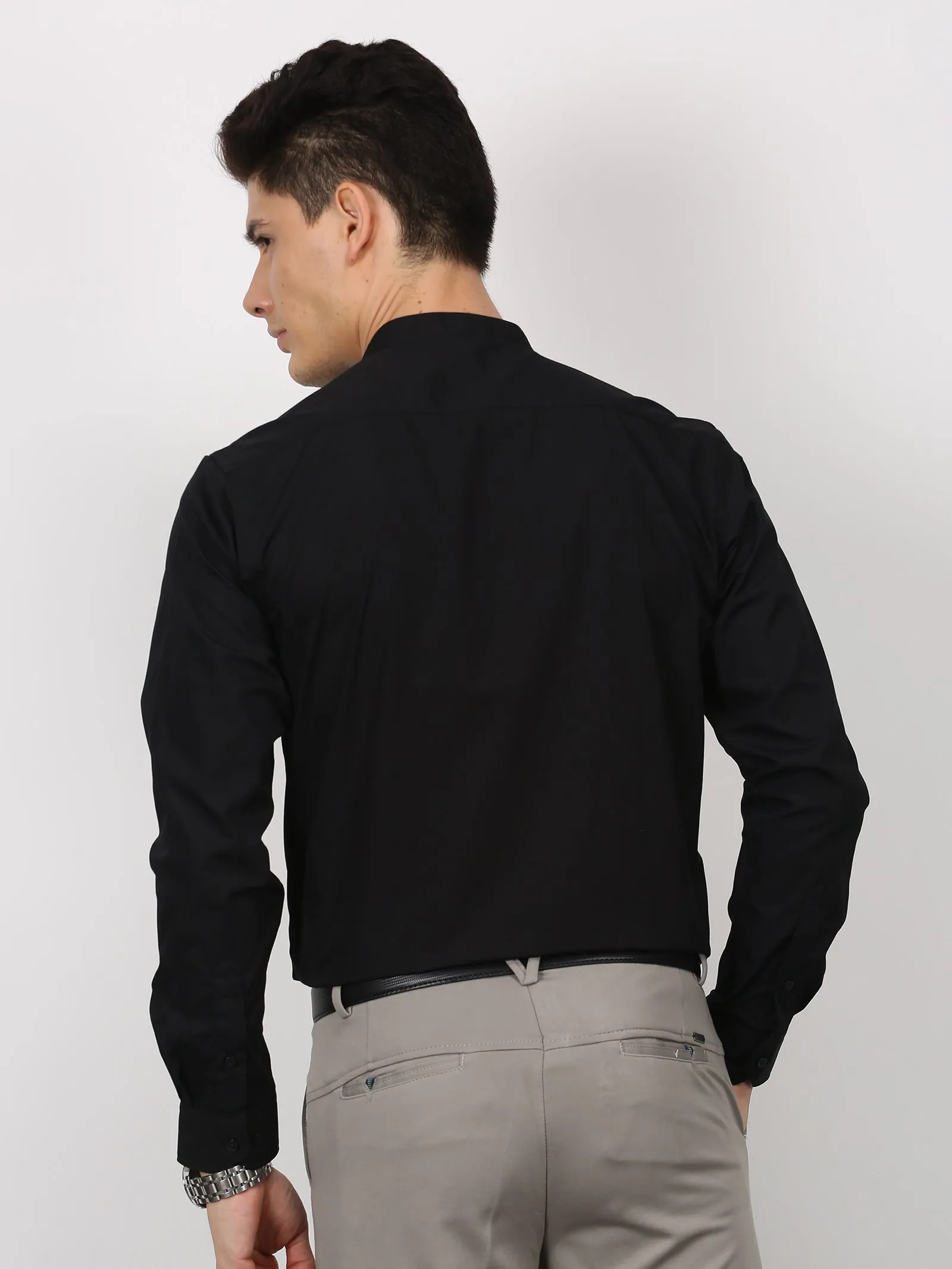 Black Solid Long Sleeve Formal Shirt