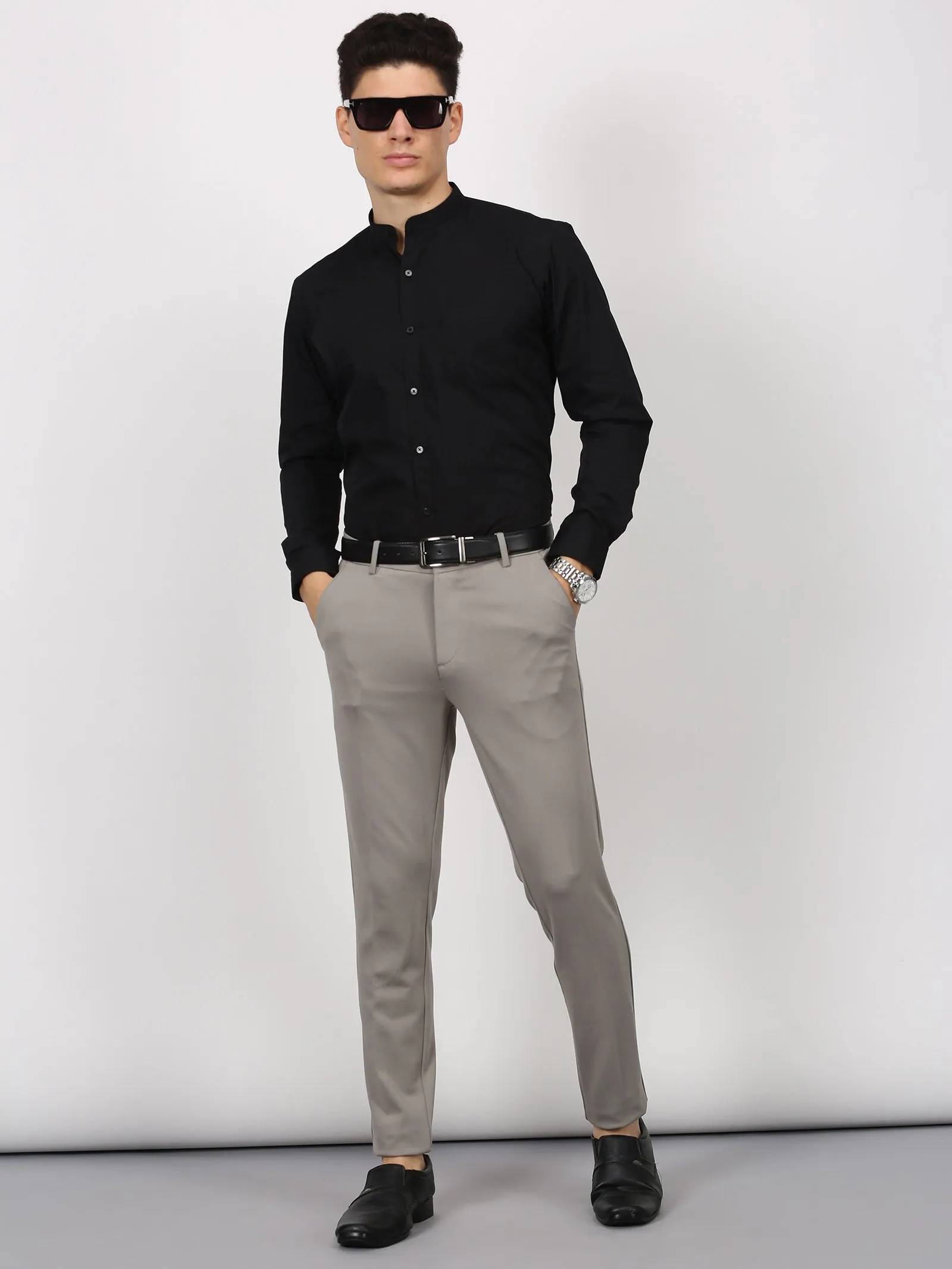 Black Solid Long Sleeve Formal Shirt