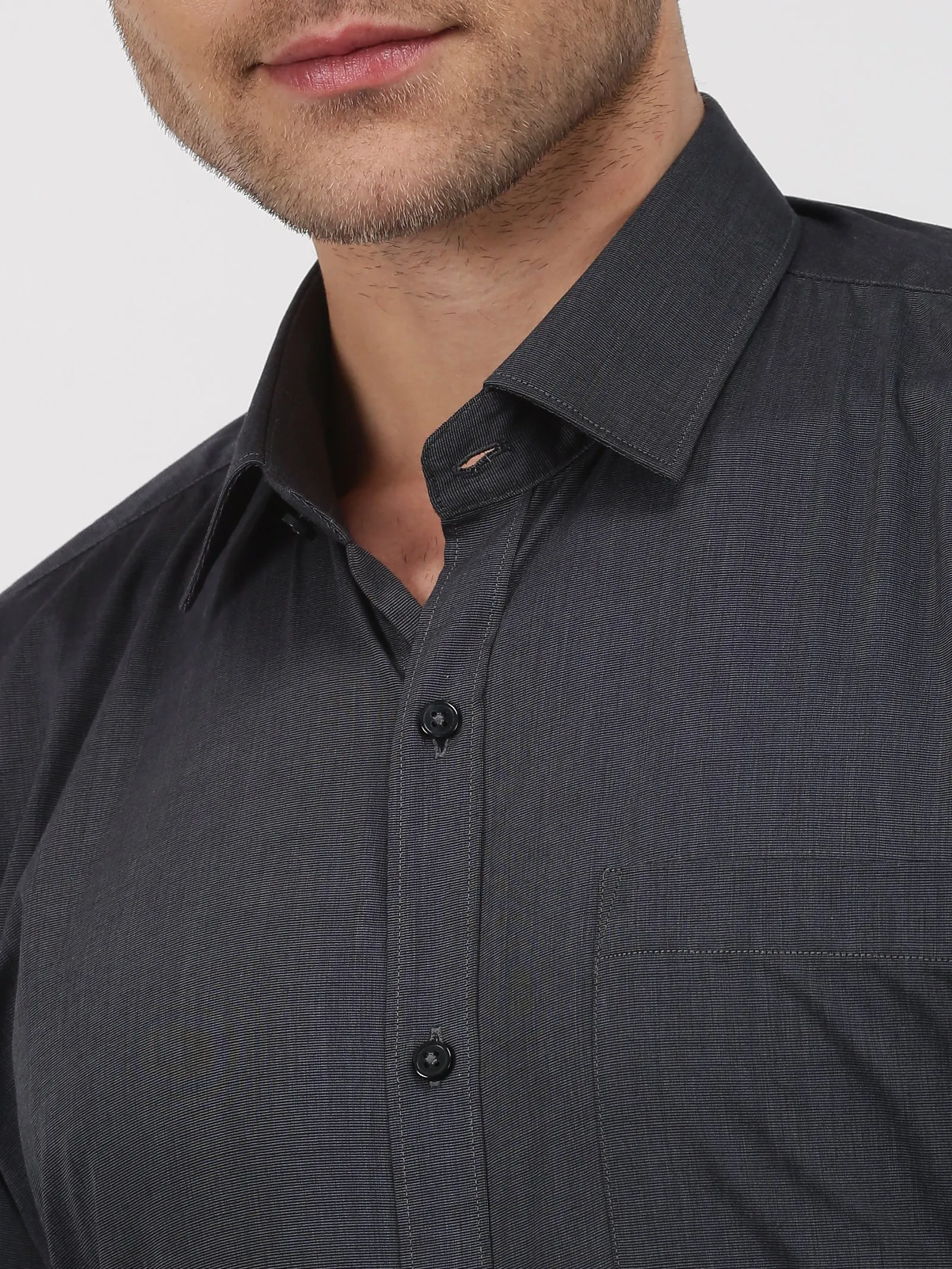 Black Solid Long Sleeve Formal Shirt