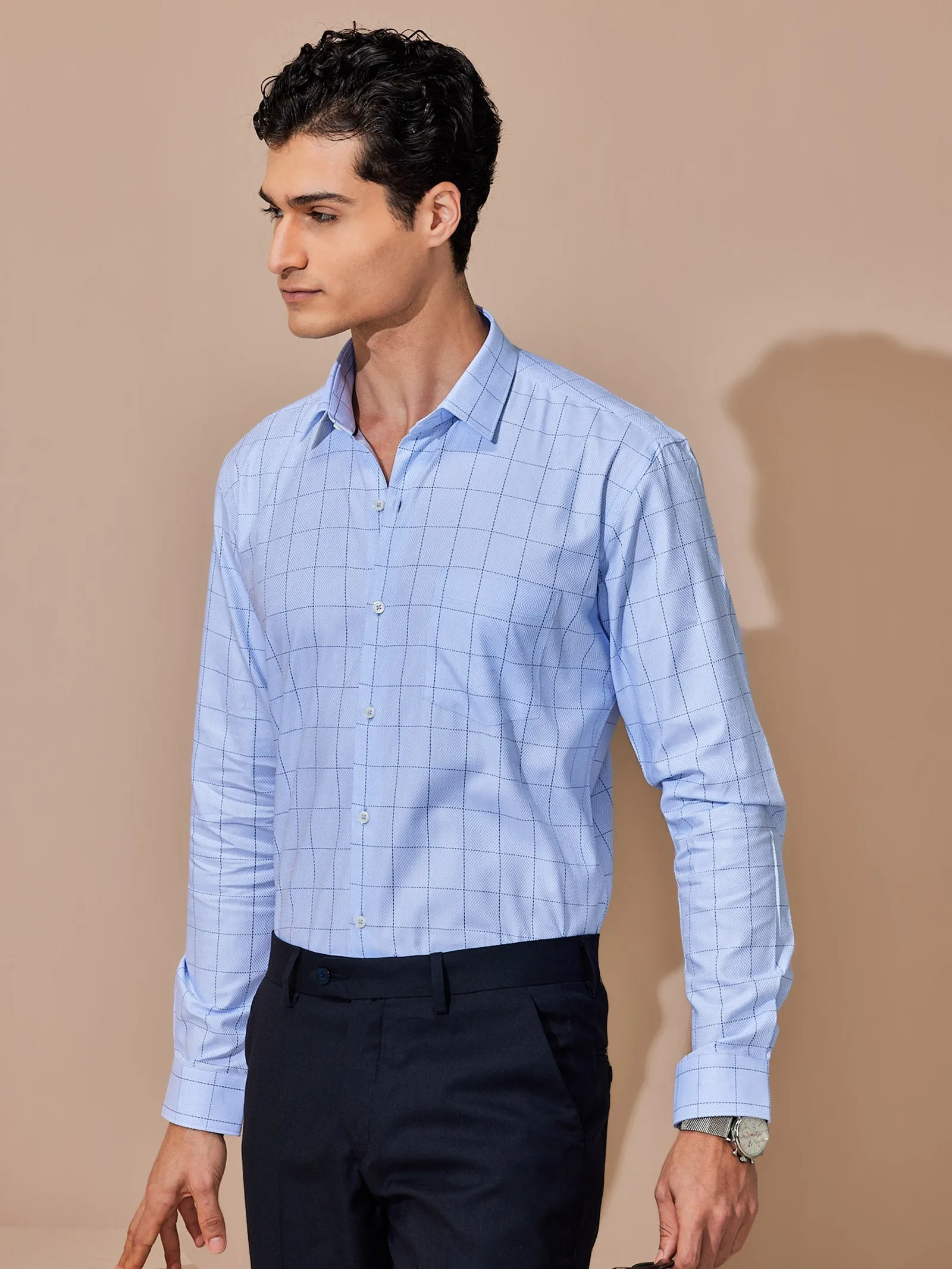 Blue Checked Formal Shirt