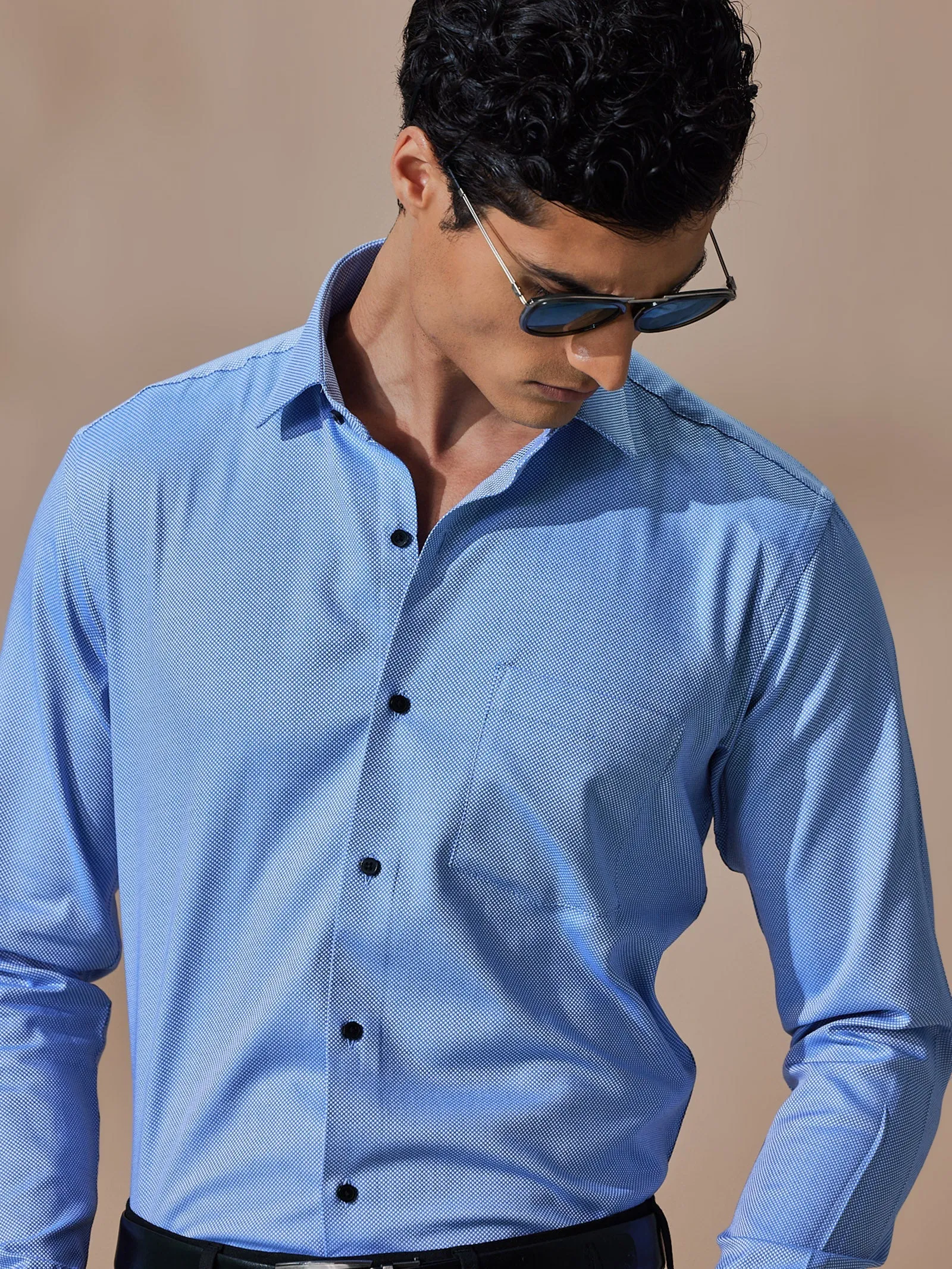 Blue Dobby Formal Shirt