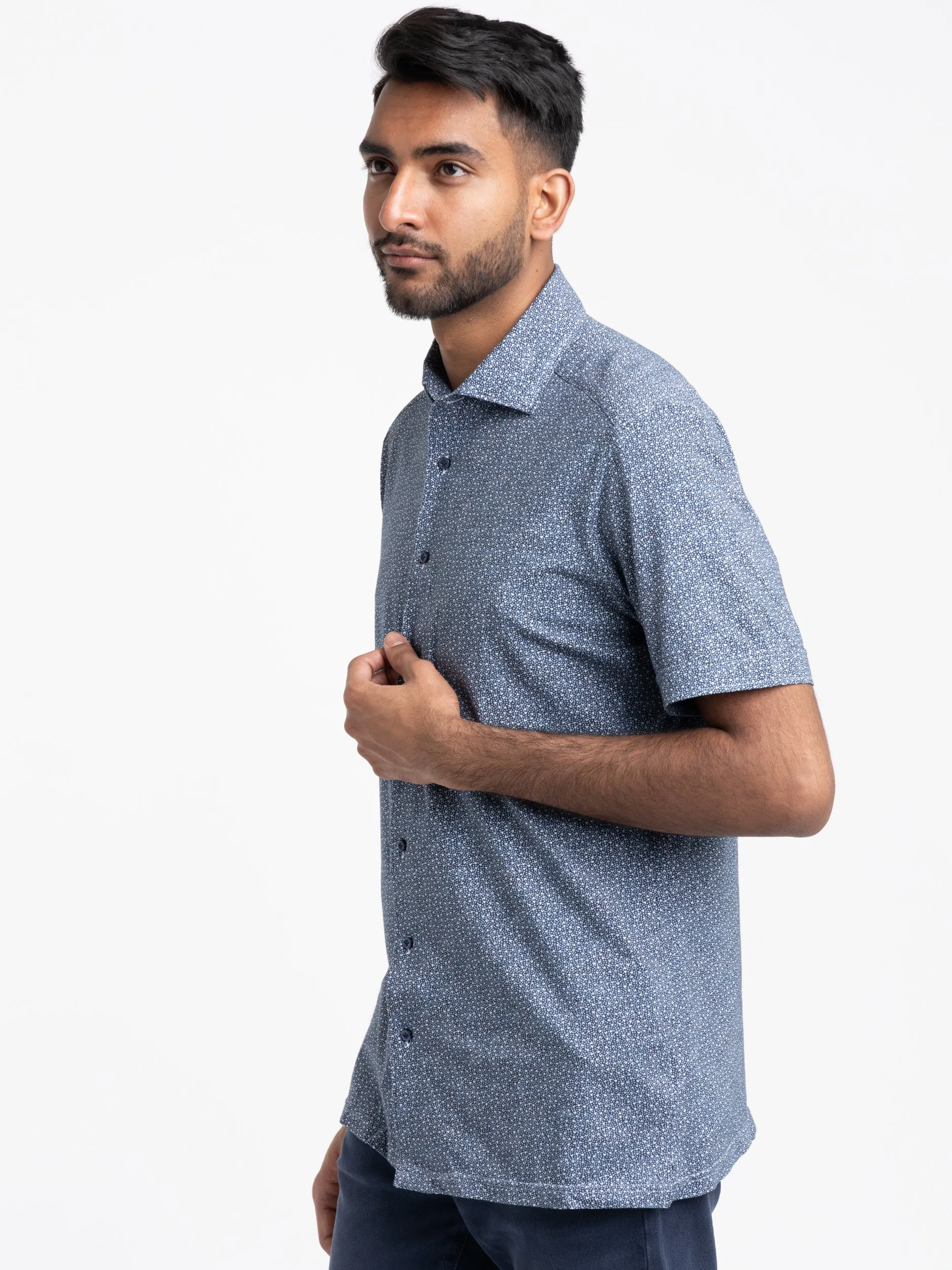 Blue Dotted Short Sleeve Shirt