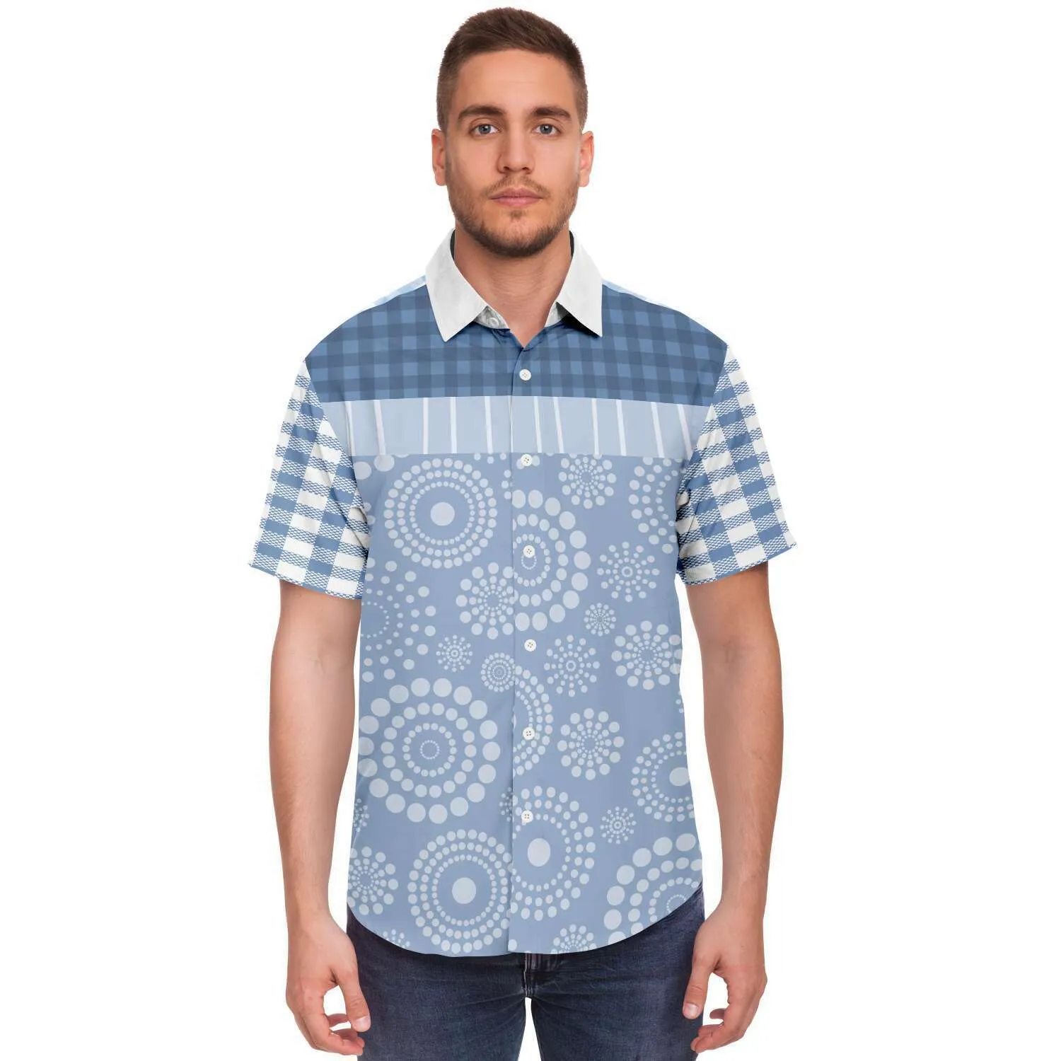 Blue Lagoon Short Sleeve Button Down Shirt