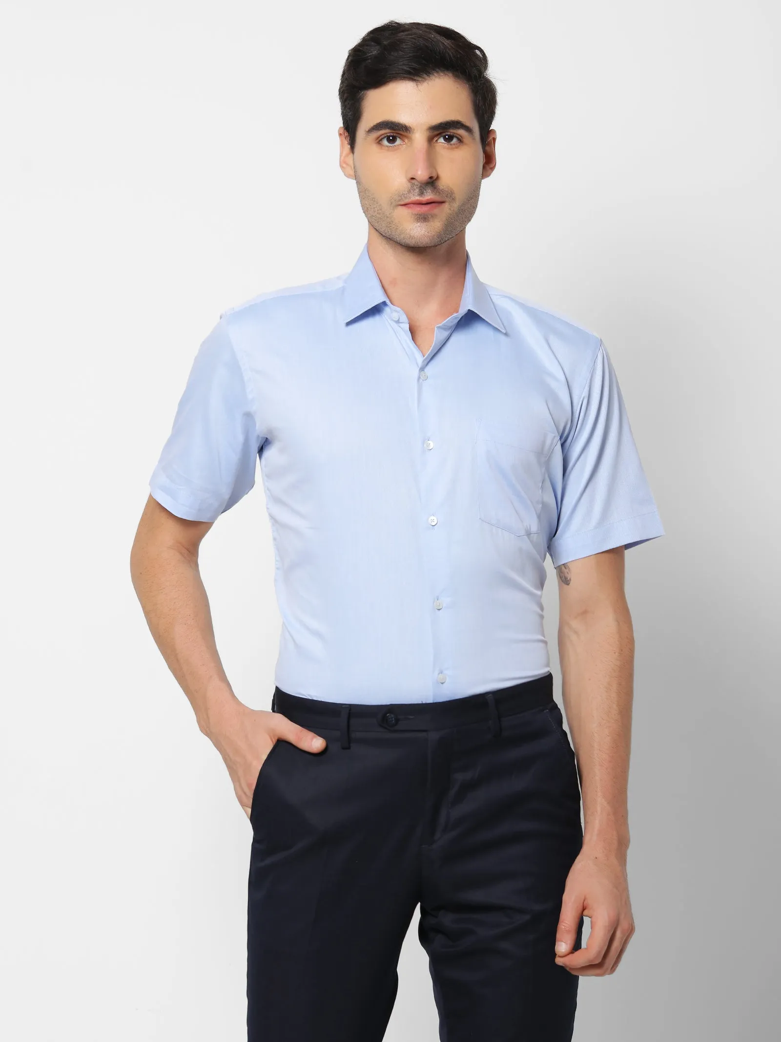 Blue Solid Formal Shirt