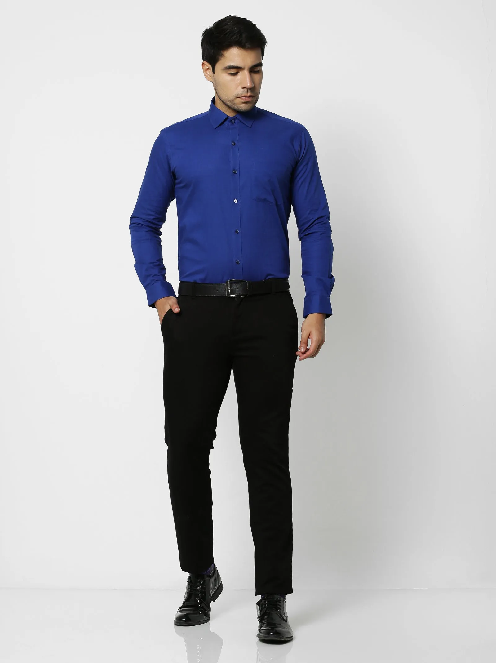 Blue Solid Formal Shirt