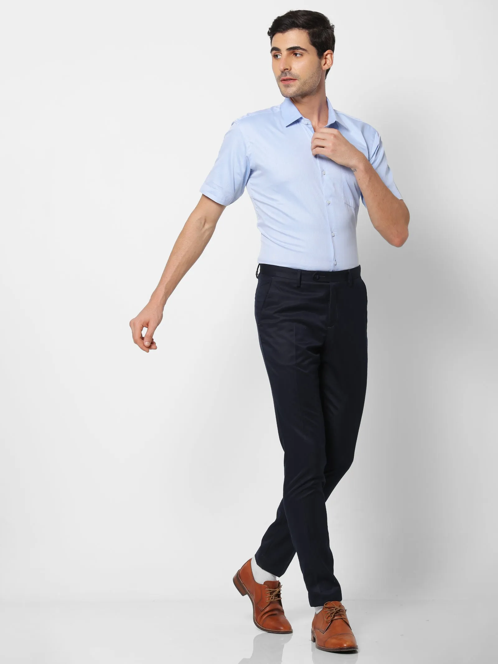 Blue Solid Formal Shirt