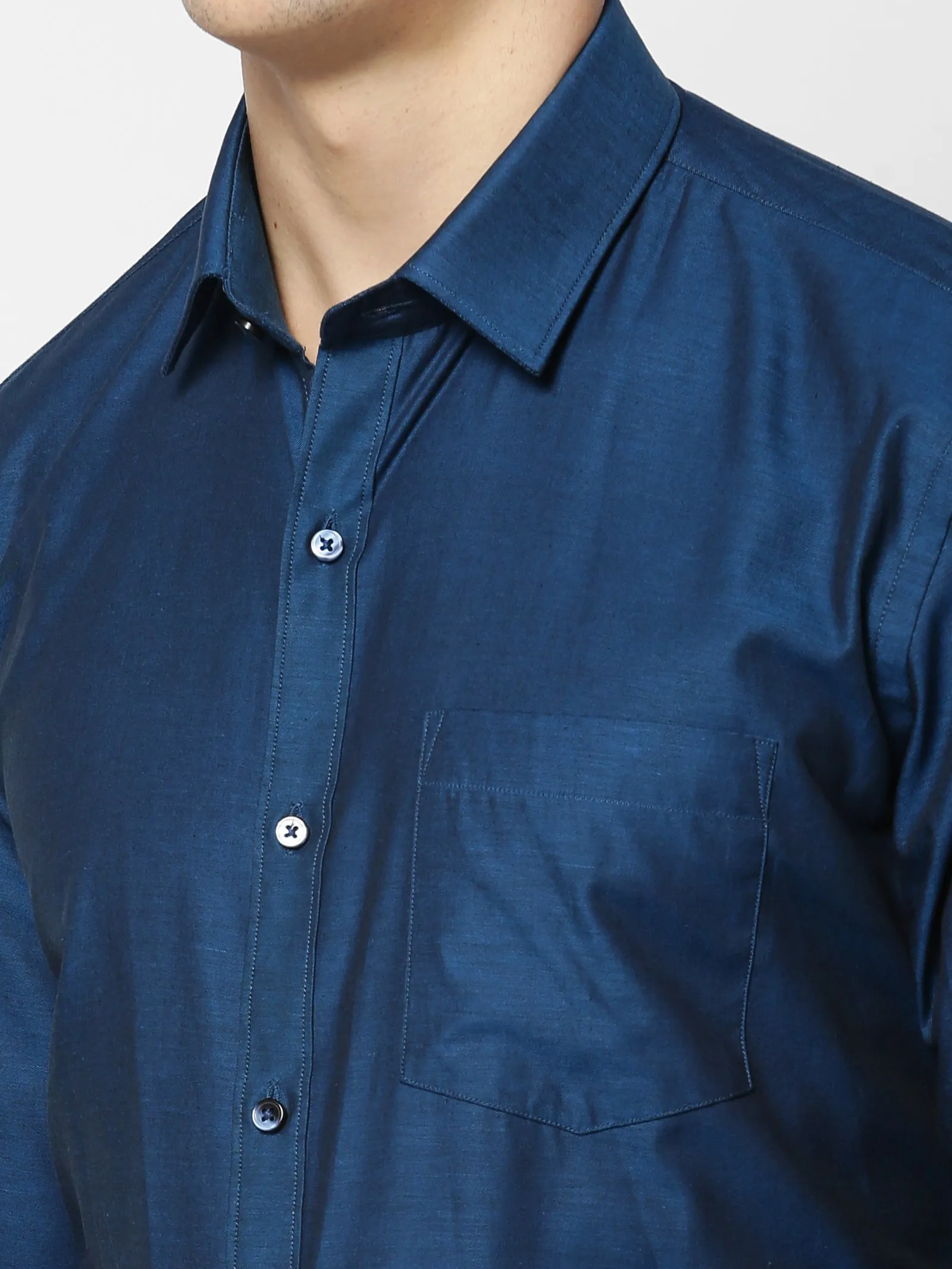 Blue Solid Formal Shirt