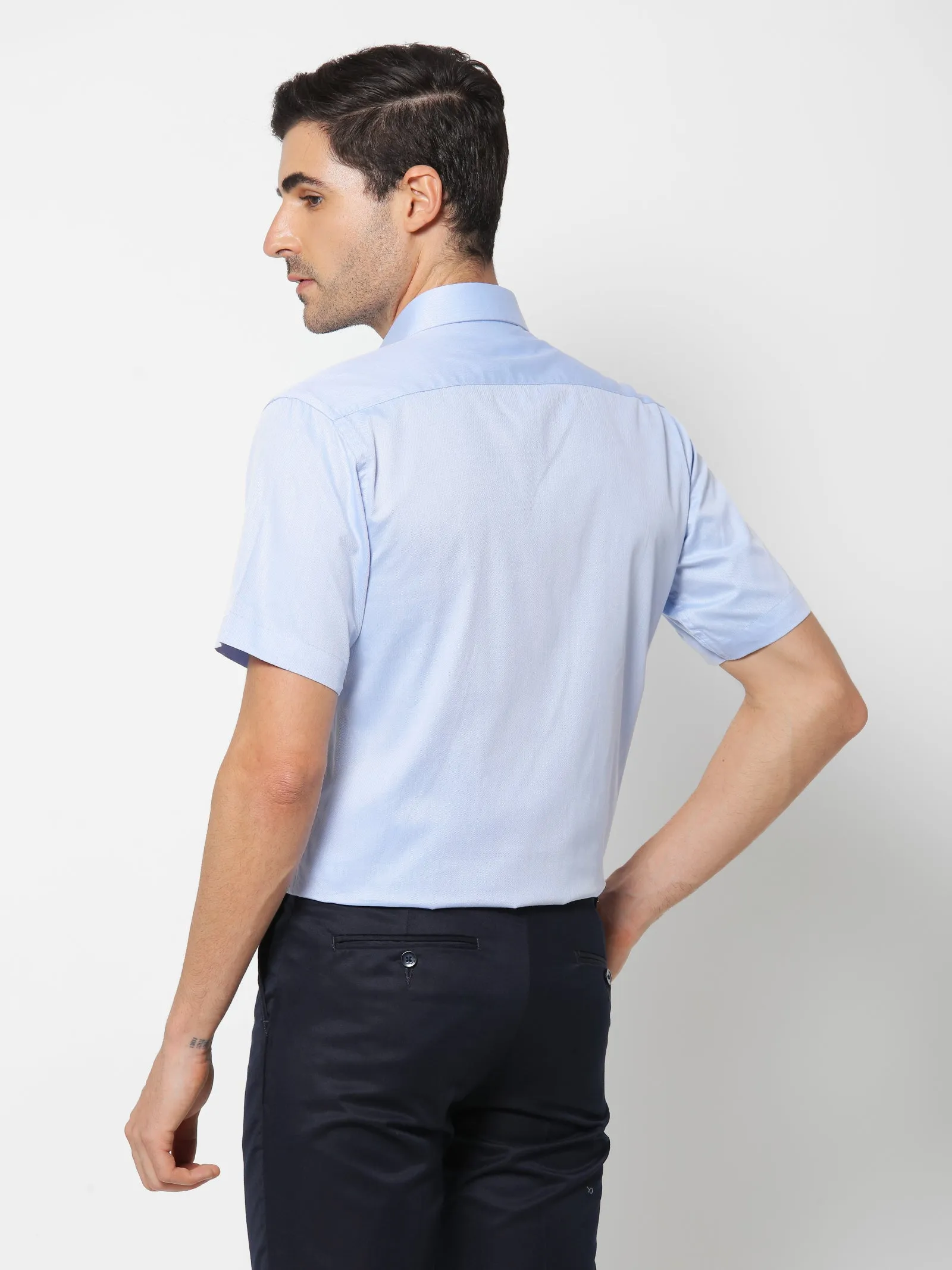 Blue Solid Formal Shirt