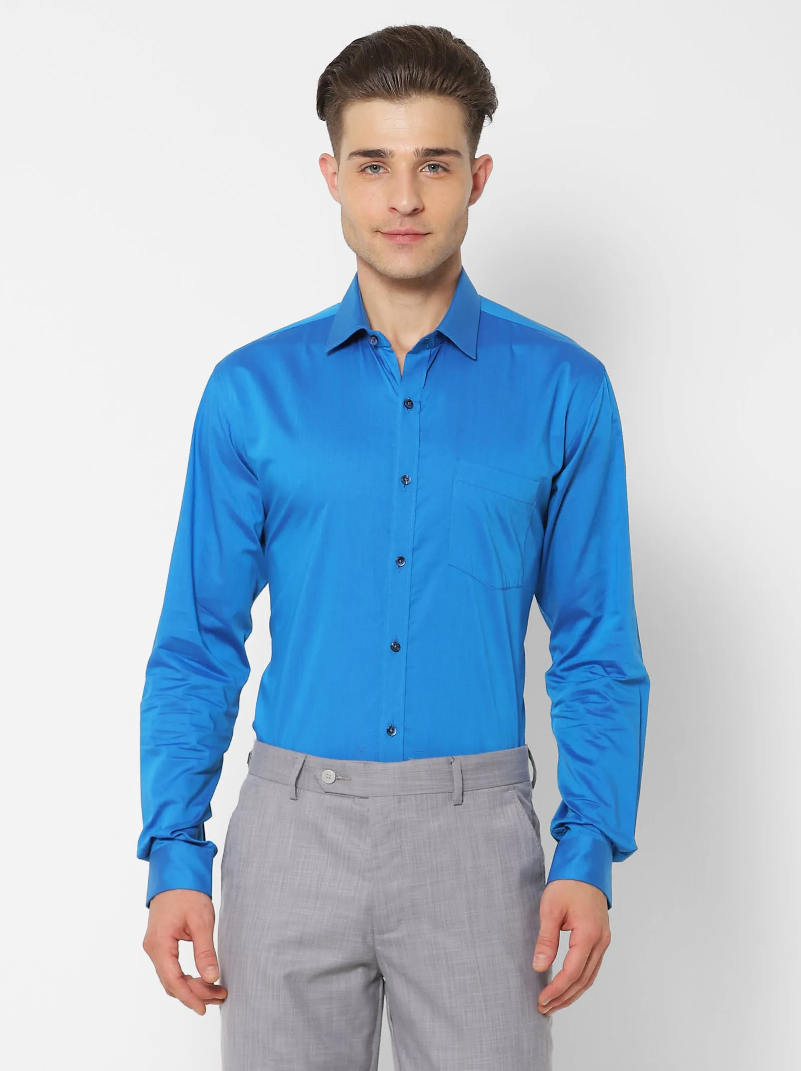 Blue Solid Formal Shirt