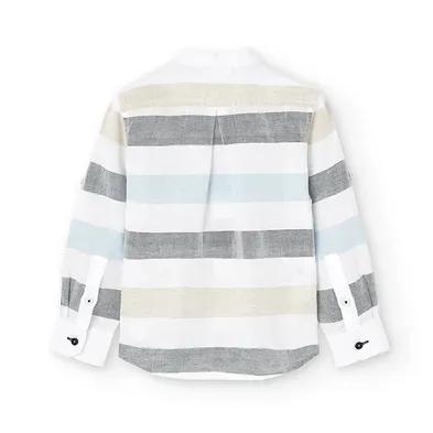 Boboli long-sleeved shirt for children and boys in striped linen 736387-9053