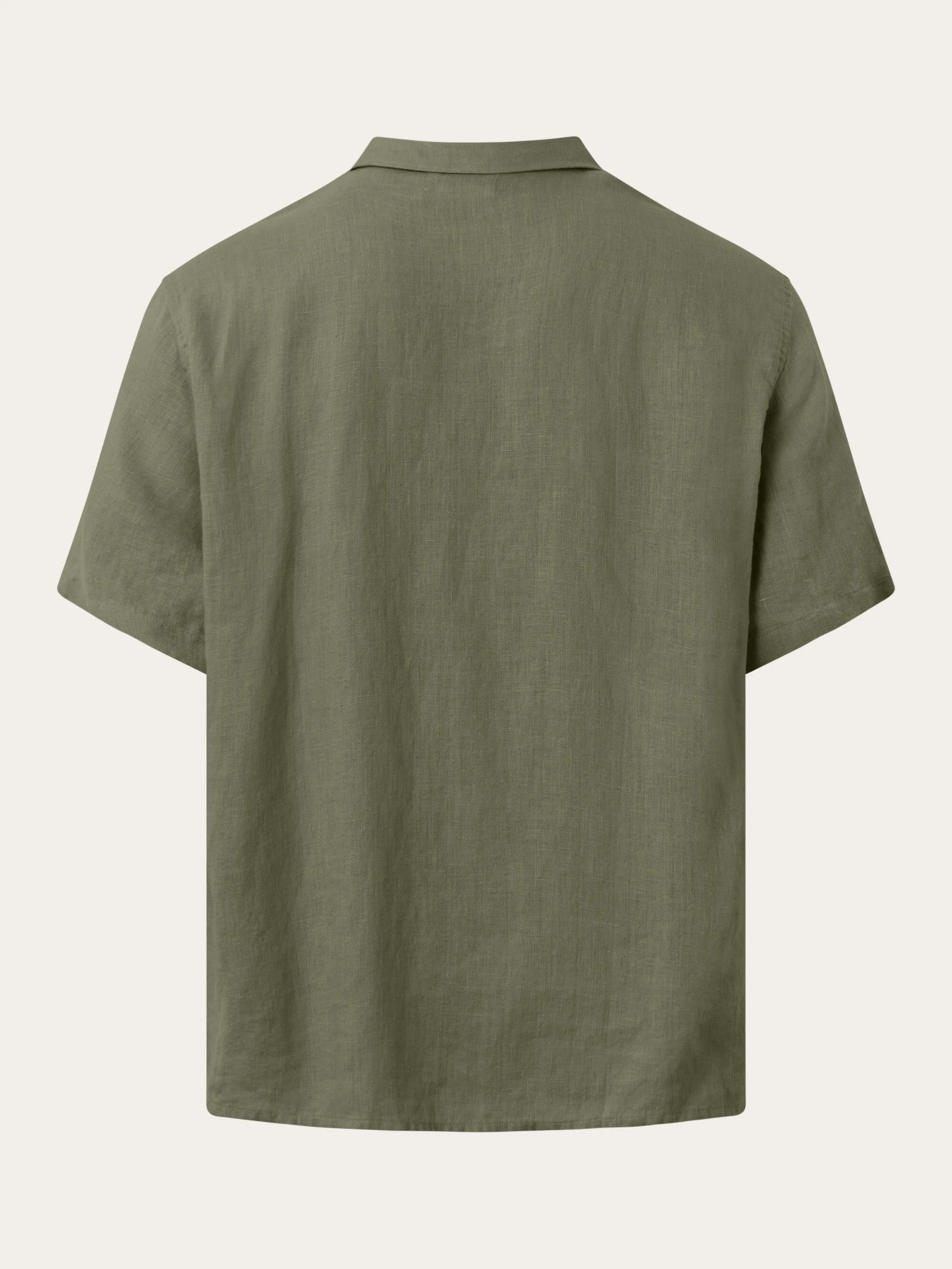 Box fit short sleeved linen shirt - Burned Olive