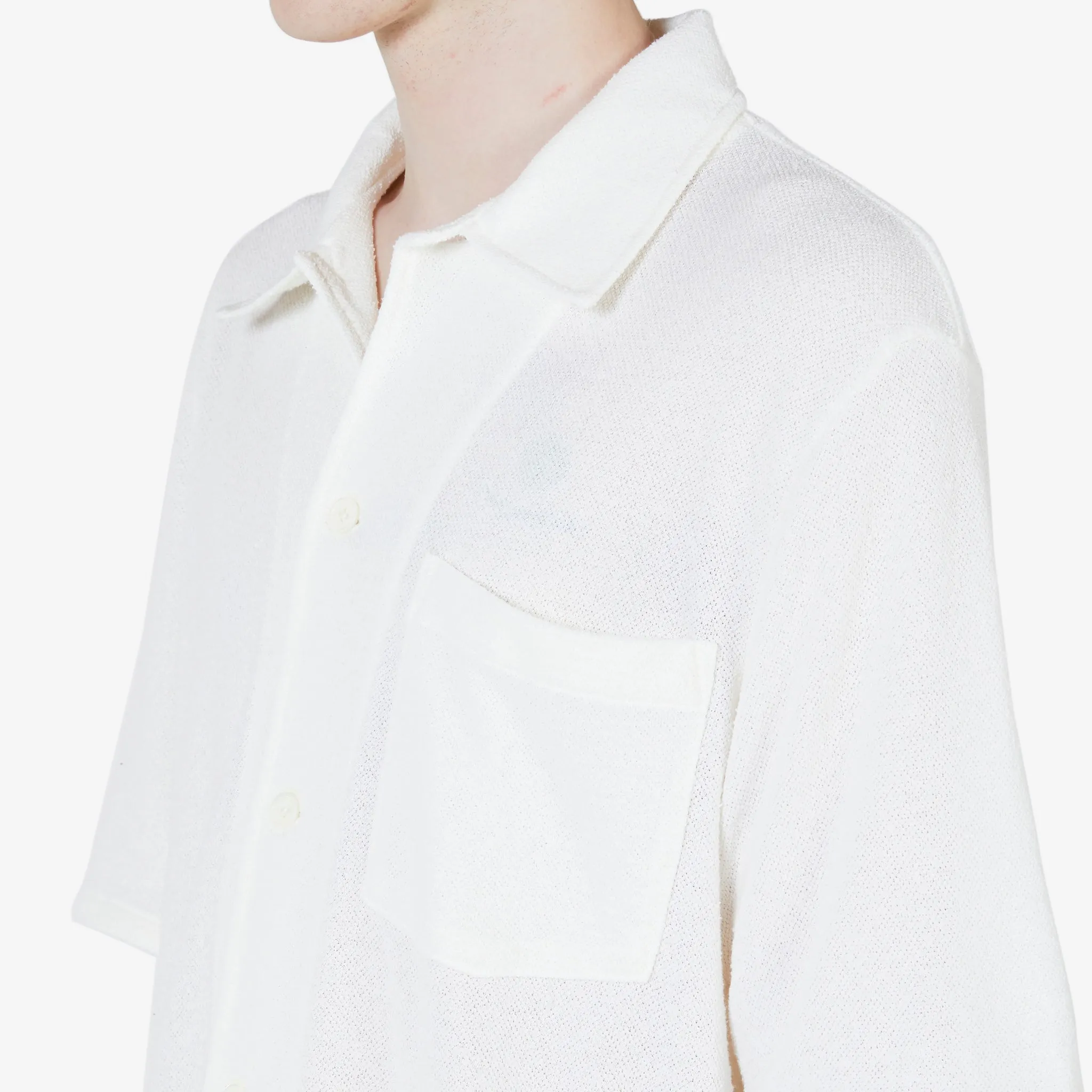 Box Shirt Short Sleeve White Boucle