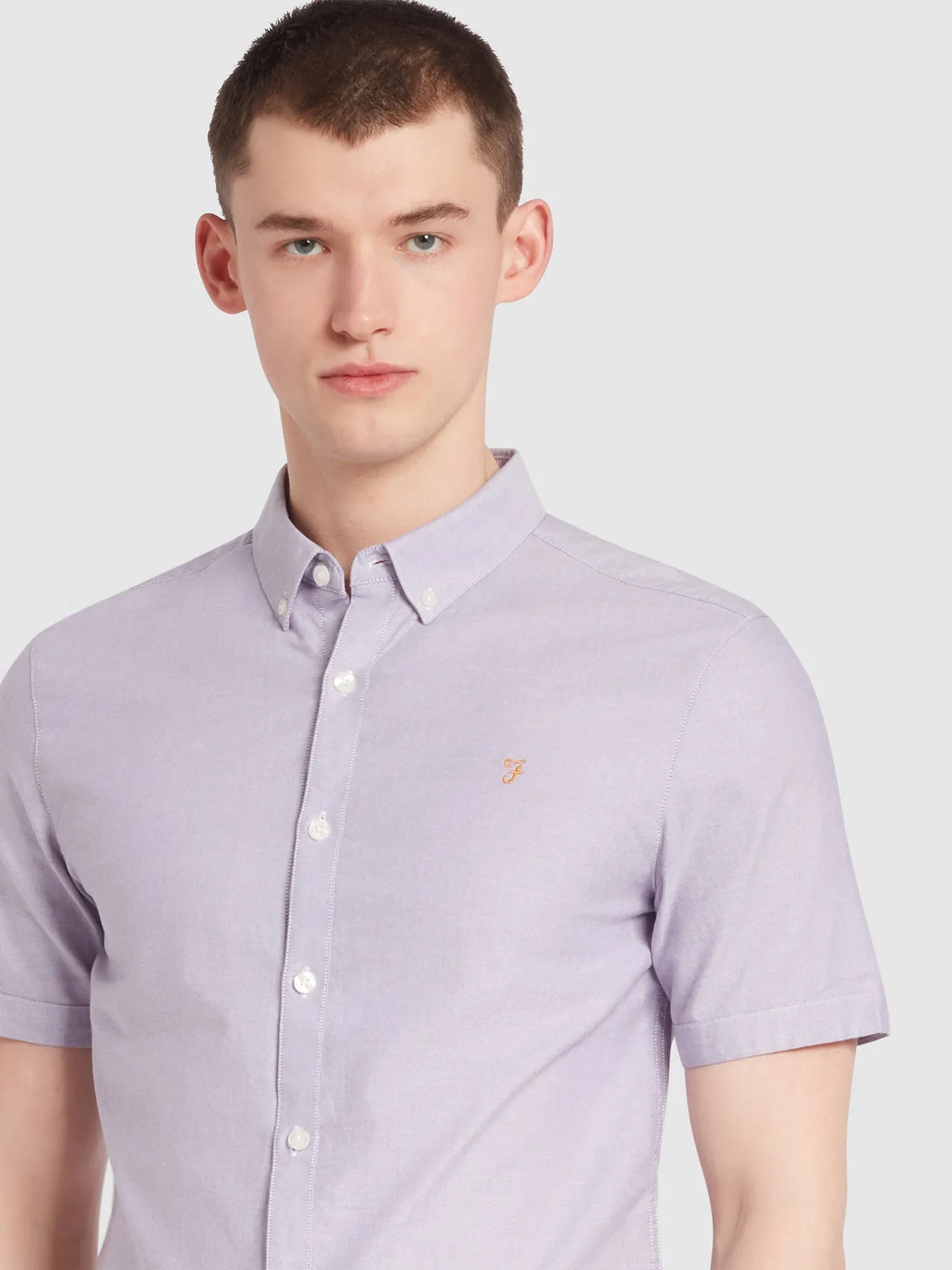 Brewer Short Sleeve Oxford Shirt In Slate Purple