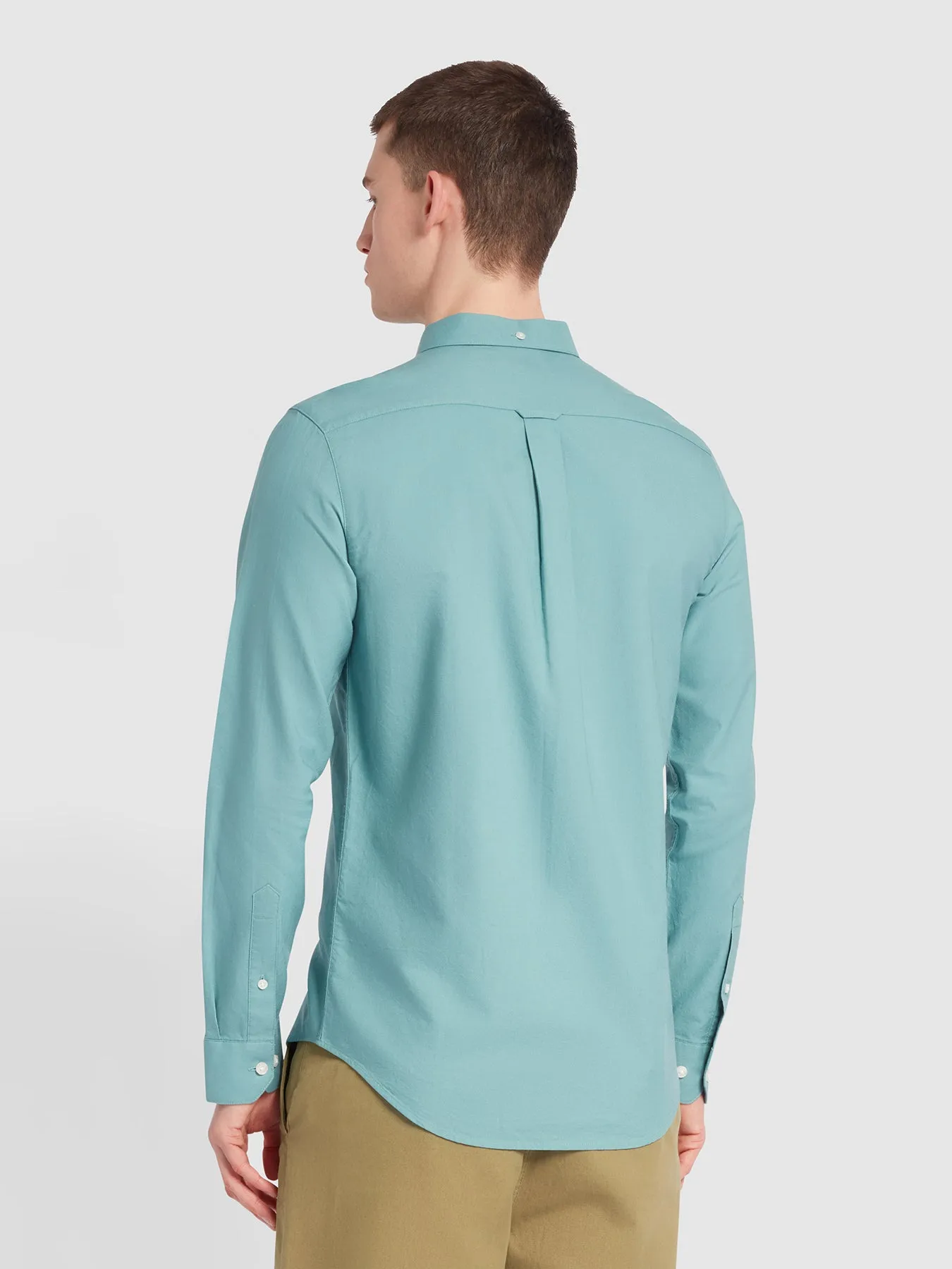 Brewer Slim Fit Organic Cotton Long Sleeve Shirt In Brook Blue