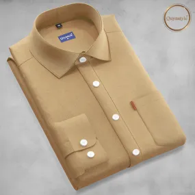 Brown Stylish Mens Full Slevees Solid Formal Shirt