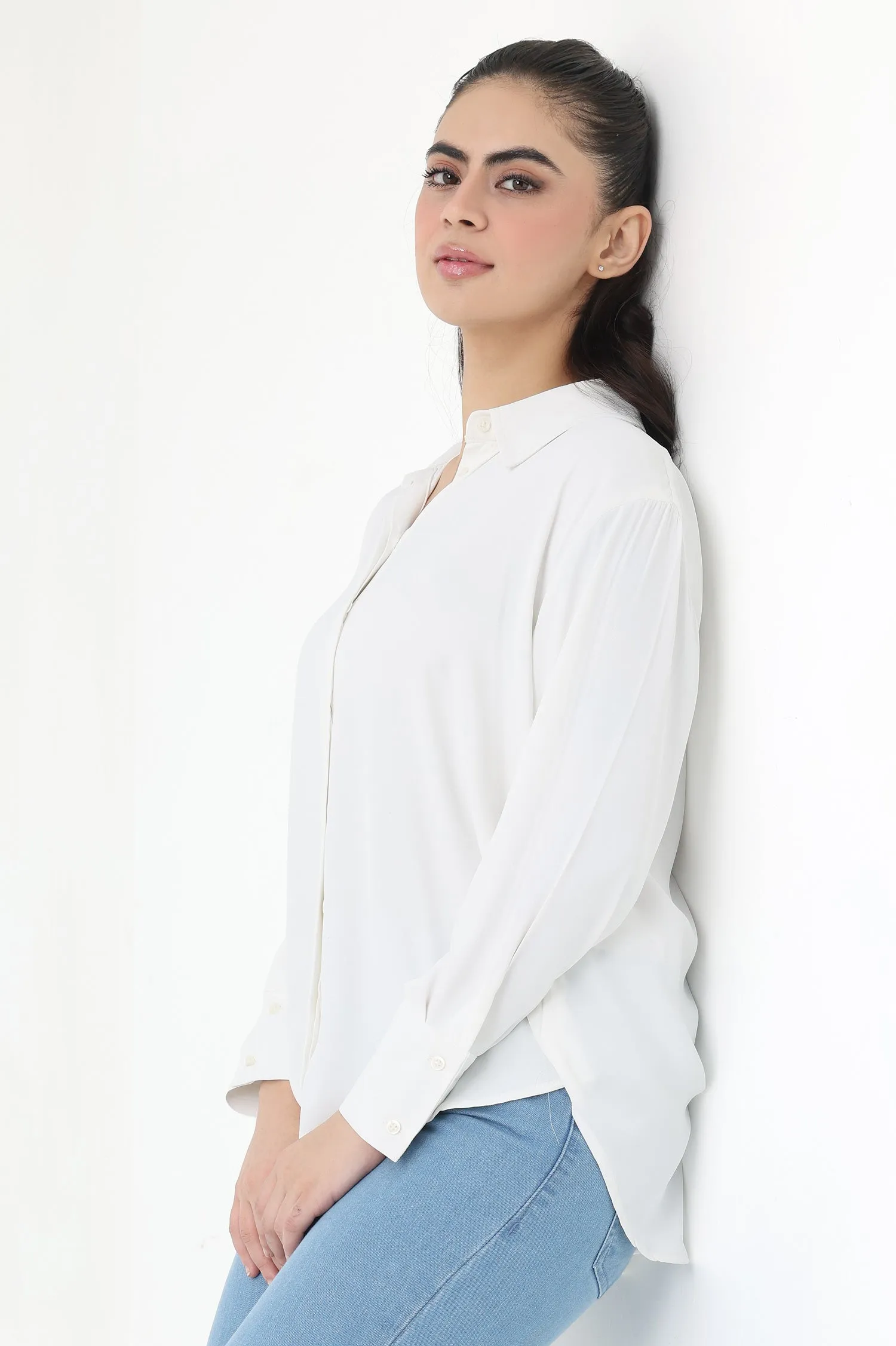 BUTTON-DOWN COLLAR SHIRT-WHITE