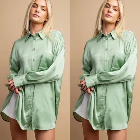 Capri Button Down Shirt - Mint