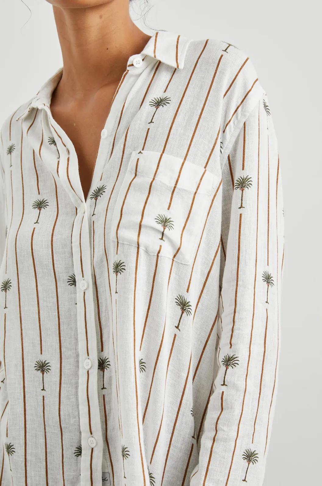 CHARLI STRIPE PALMS LONG SLEEVE SHIRT