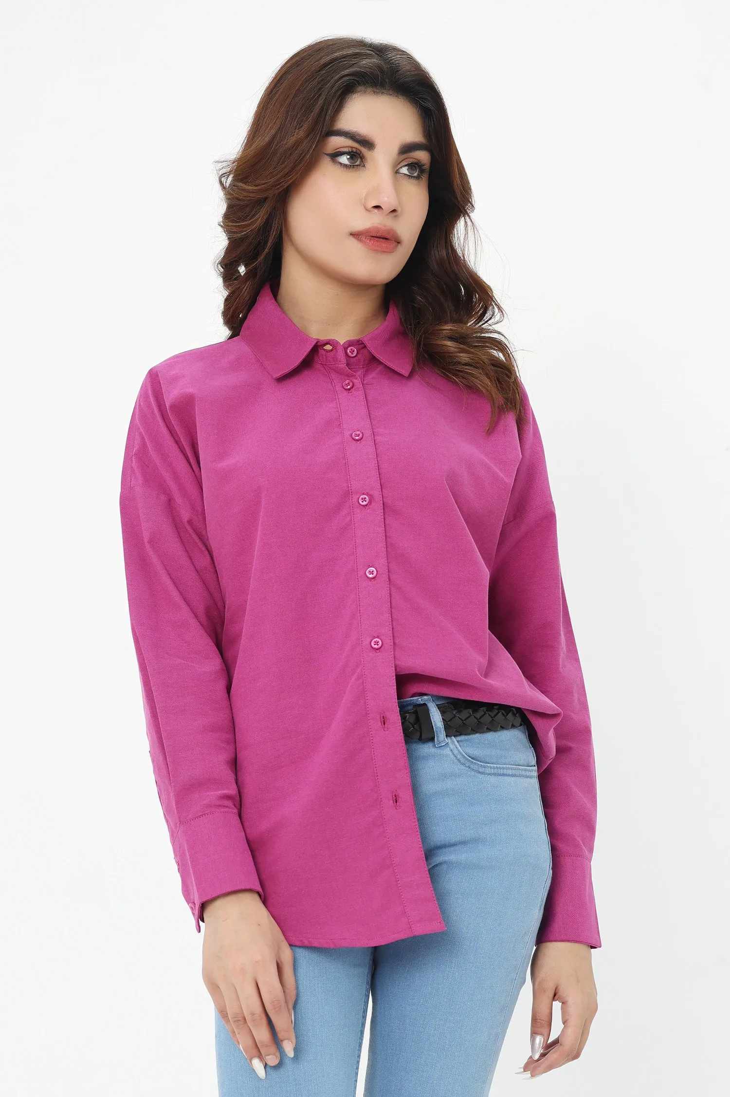 CHIC BUTTON DOWN SHIRT-PURPLE