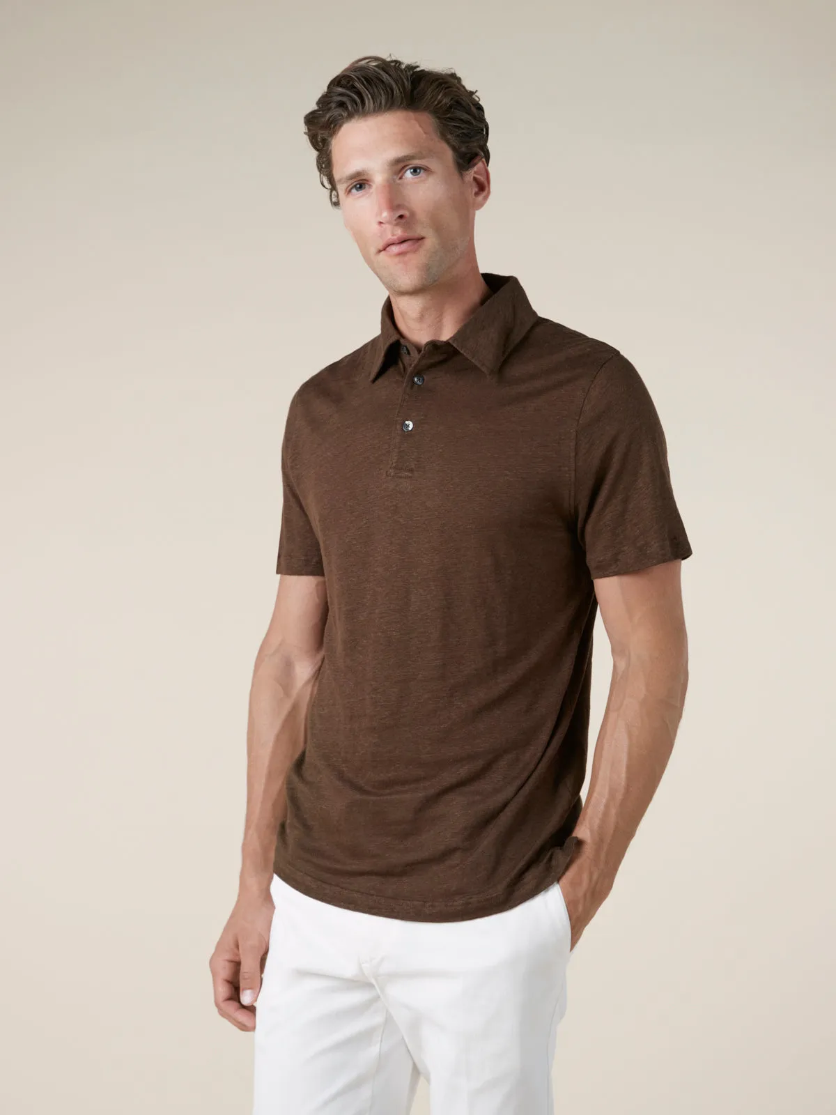 Chocolate Linen Polo Shirt