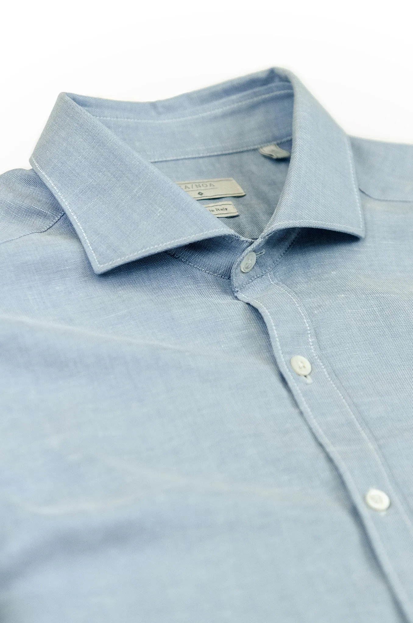 Clodoveu long-sleeved shirt in master oxford linen (sky blue)