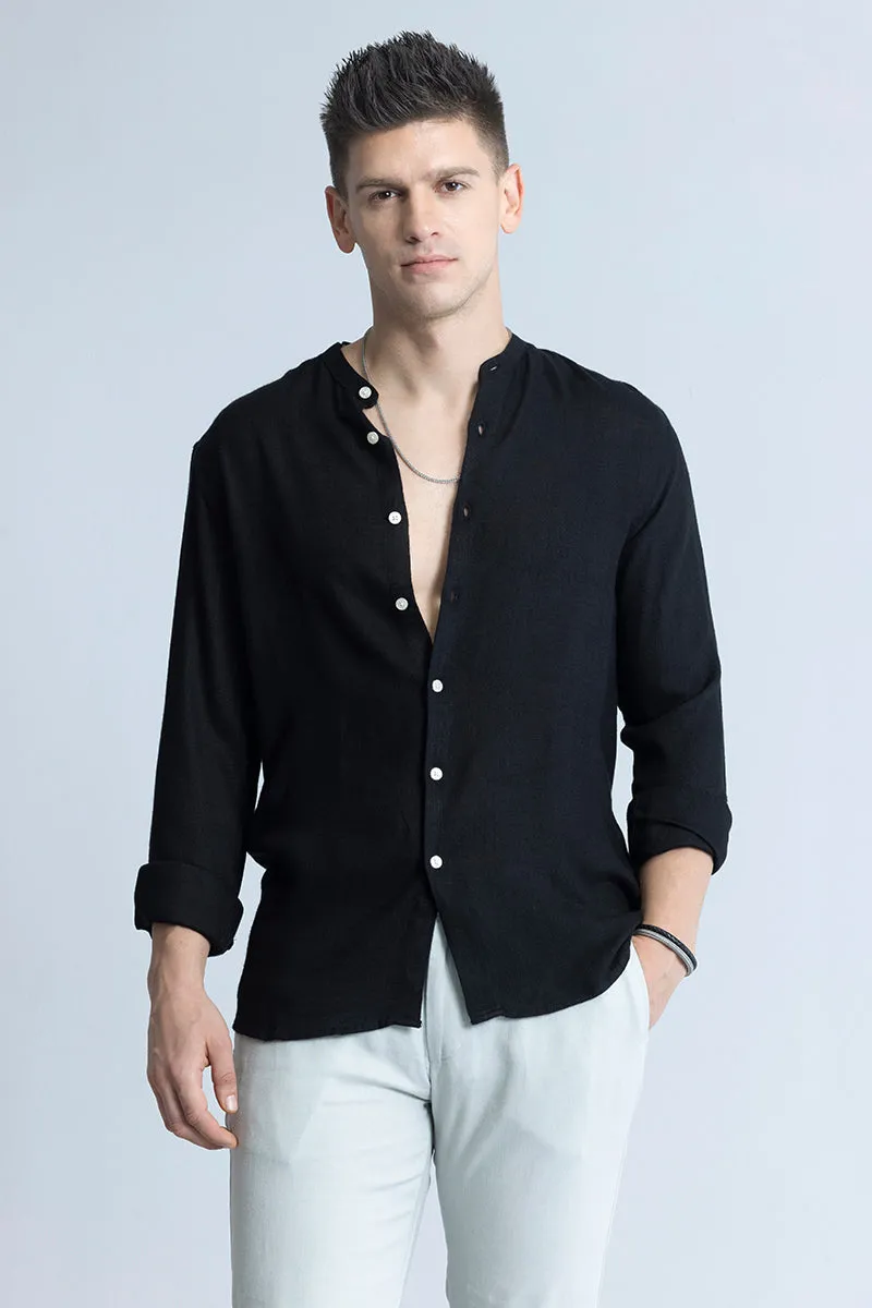 Coastal Linen Black Shirt