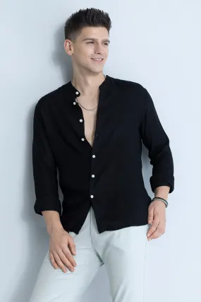 Coastal Linen Black Shirt